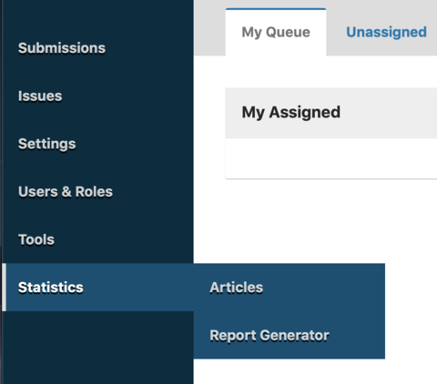 screenshot on navigating to run report generator for journal